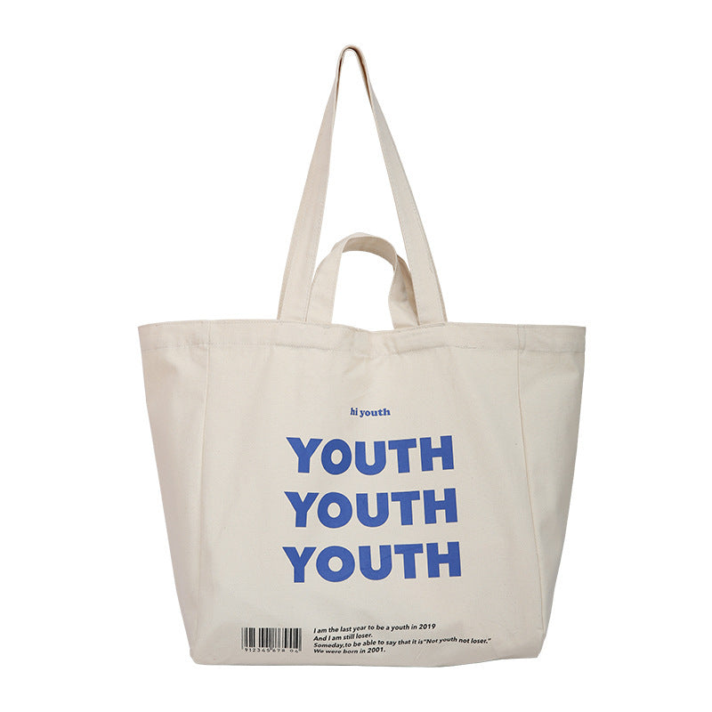 "YOUTH" Printed Canvas Tote Bag