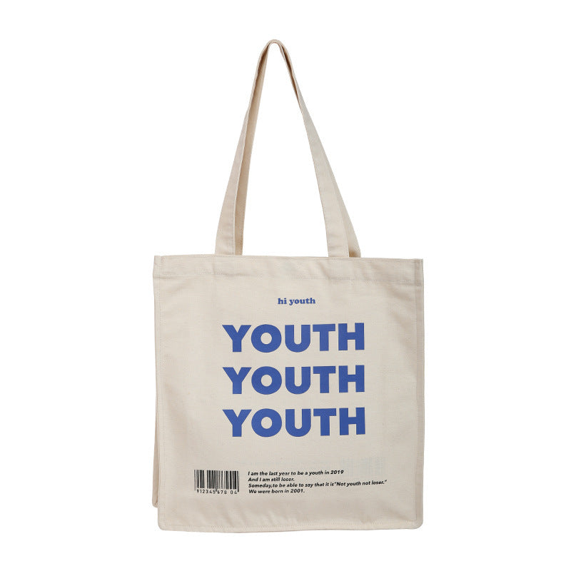 "YOUTH" Printed Canvas Tote Bag