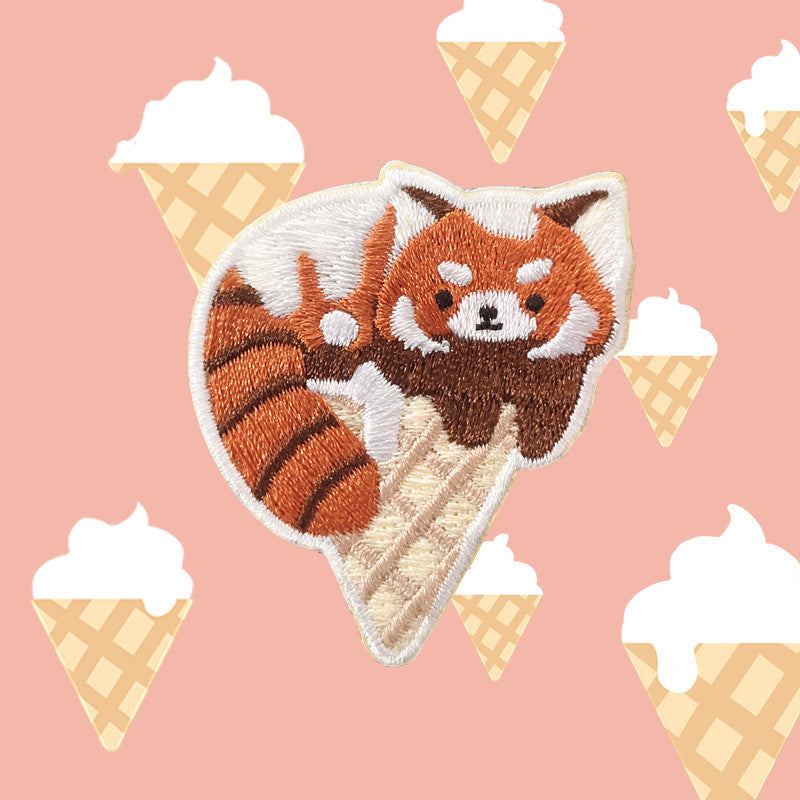 Red Panda Embroidered Brooch Pendant