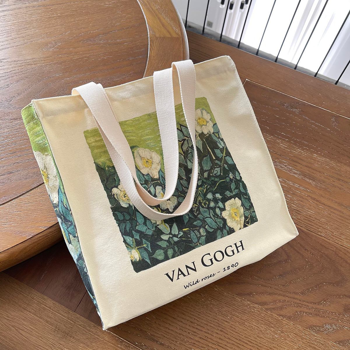 "Wild Roses" Oil Canvas Tote Bag