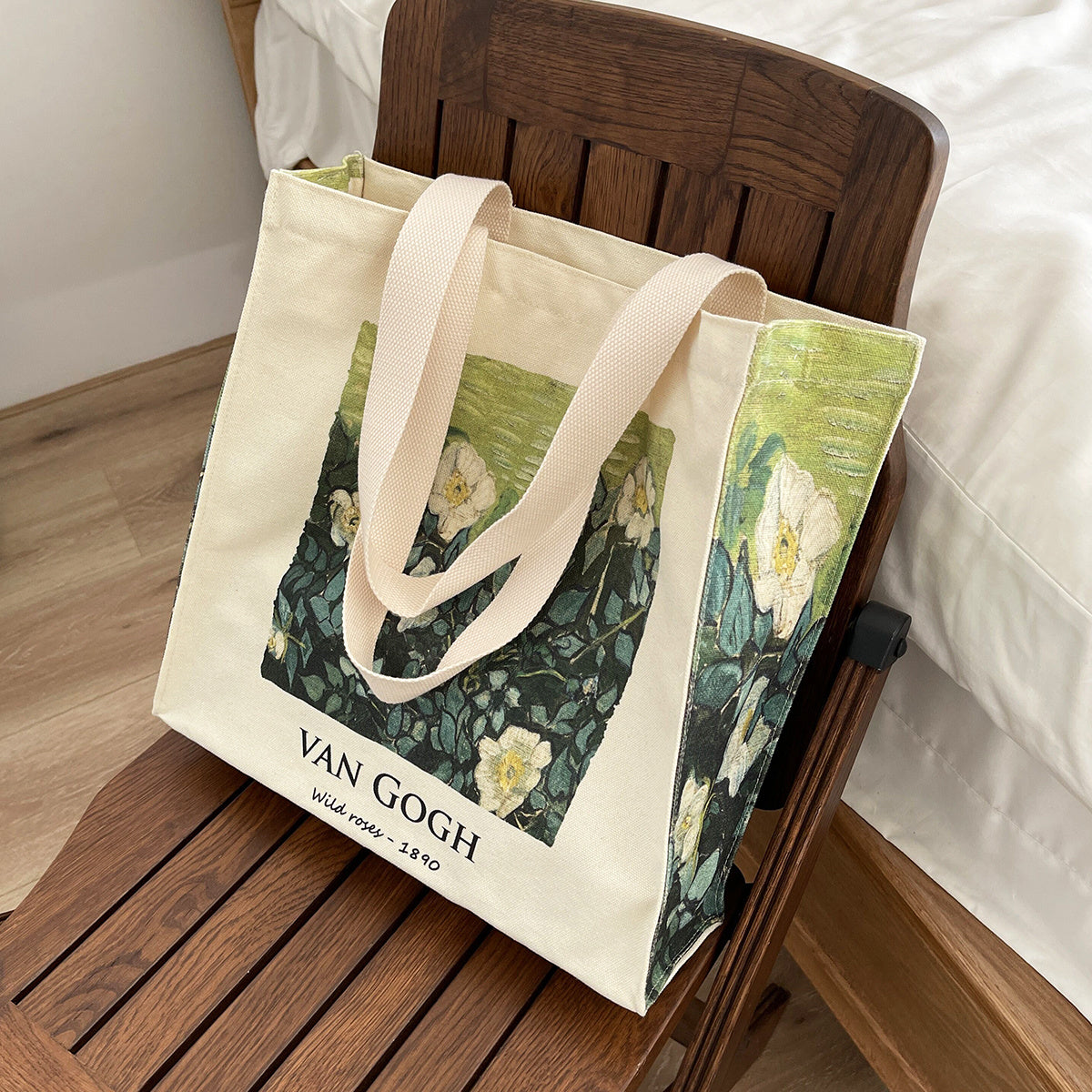 "Wild Roses" Oil Canvas Tote Bag