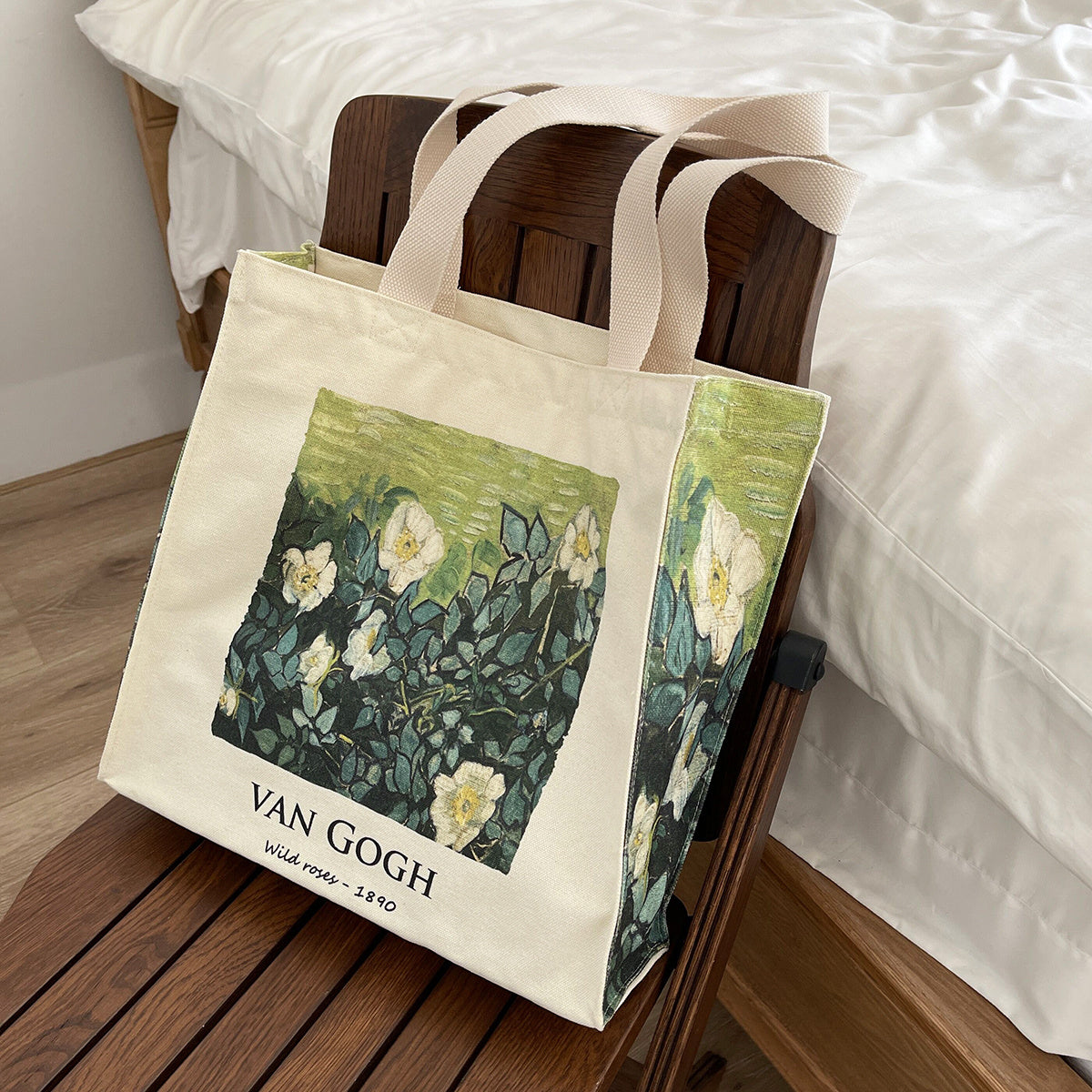 "Wild Roses" Oil Canvas Tote Bag