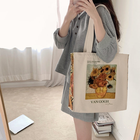 "Sunflowers" Oil Painting Canvas Tote Bag