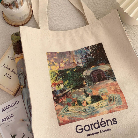 "The Gardens" Oil Painting Canvas Tote Bag